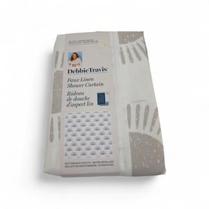 Faux Linen Shower Curtain - White and Gray